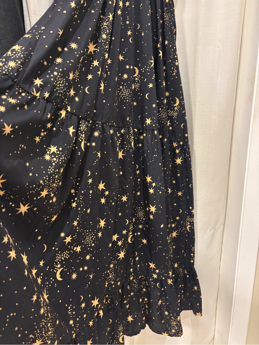 NWOT Black Maxi Dress with Gold Star/Moon Print - Picture 6 of 6